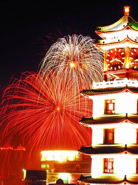 郑东新区CBD如意湖文化广场 郑州市体育场 五一公园 元宵节 烟花