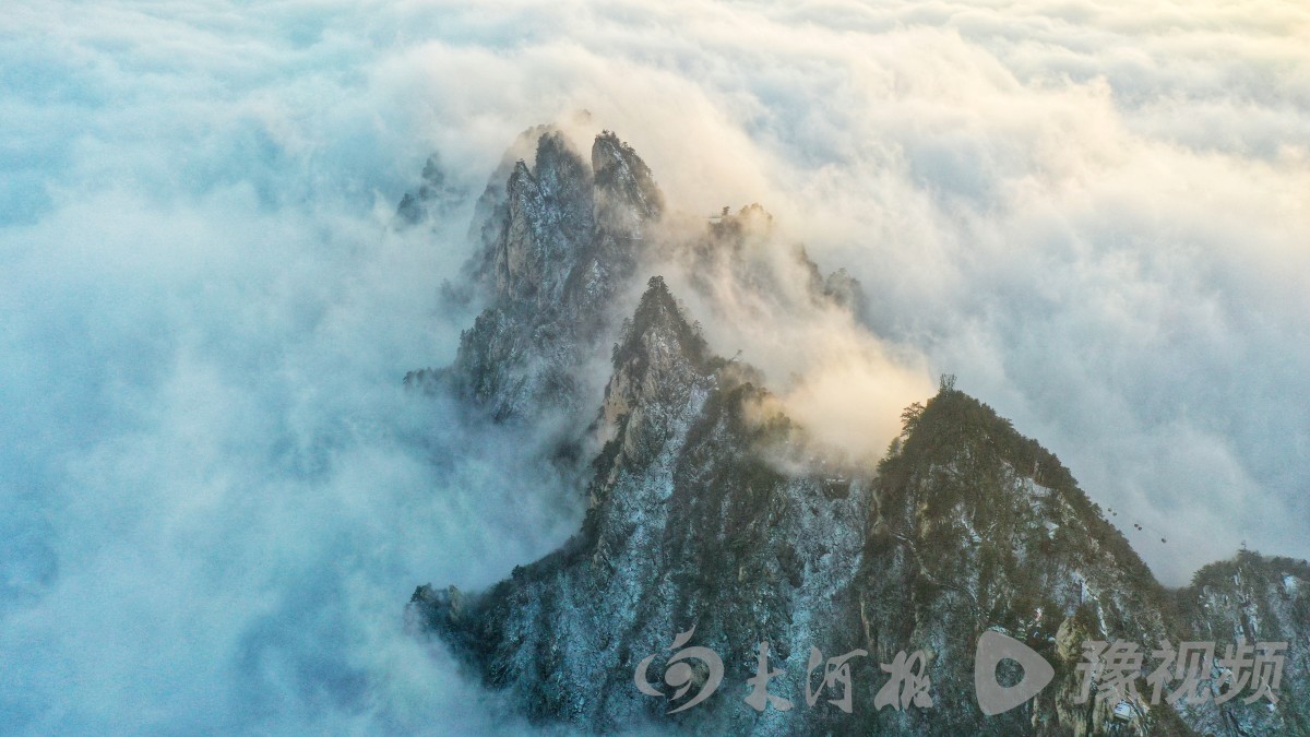 南阳老界岭迎立春首场降雪，雪后现壮美云海（南阳老界岭游玩攻略图）